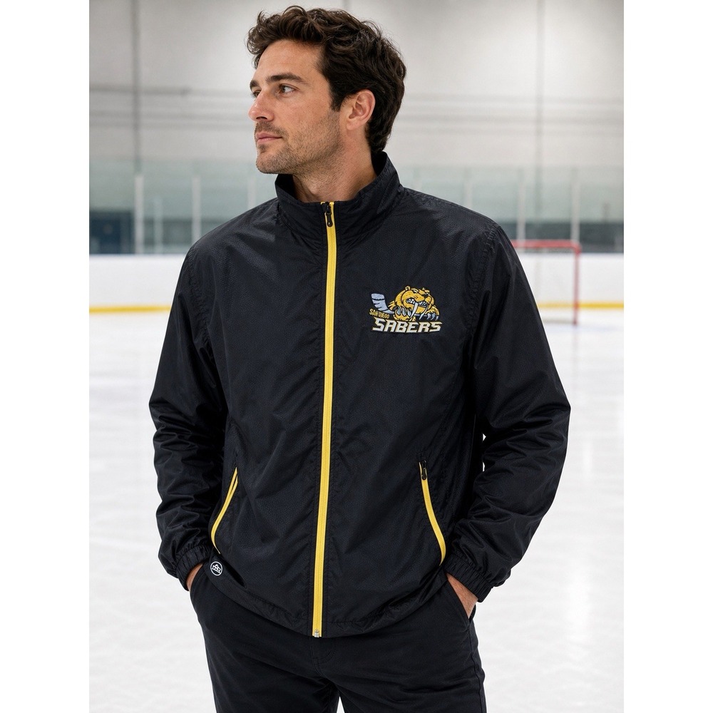 San Diego Sabers Stormtech Hockey Team Jacket Mens M Black Insulated Coat Medium